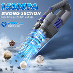 Portable Hand Vacuum with Multi-Nozzles & Washable Filter